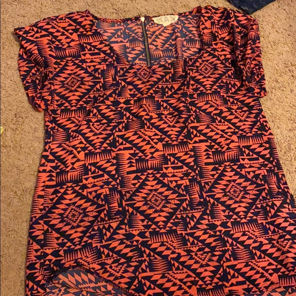 Pink and Navy Aztec Blouse
